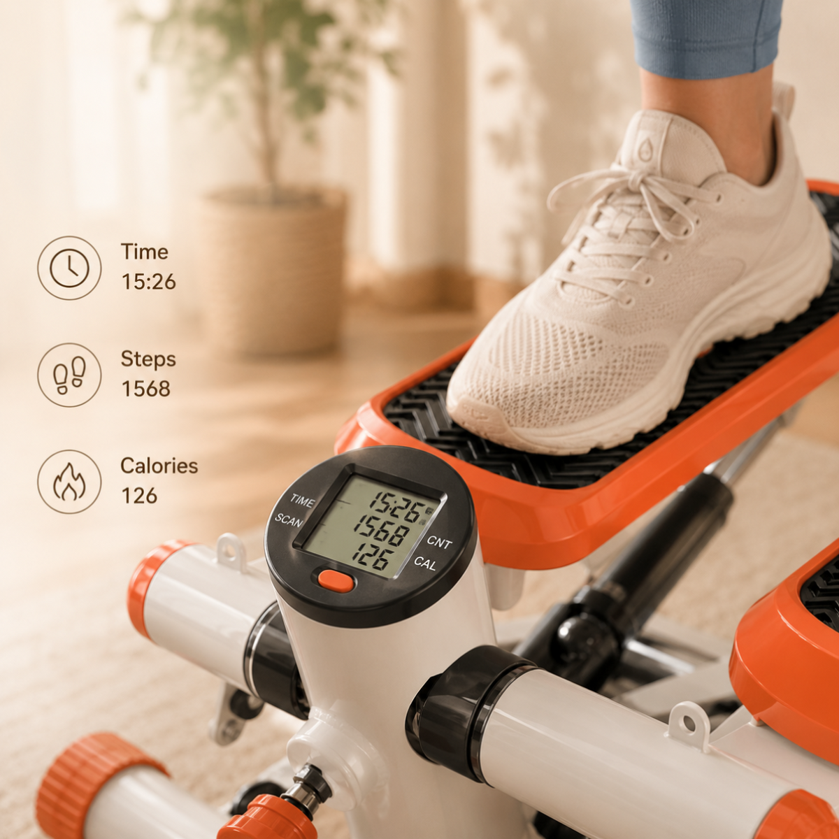 Homero Mini Fitness Stepper Machine with Adjustable Resistance Bands and LCD Display