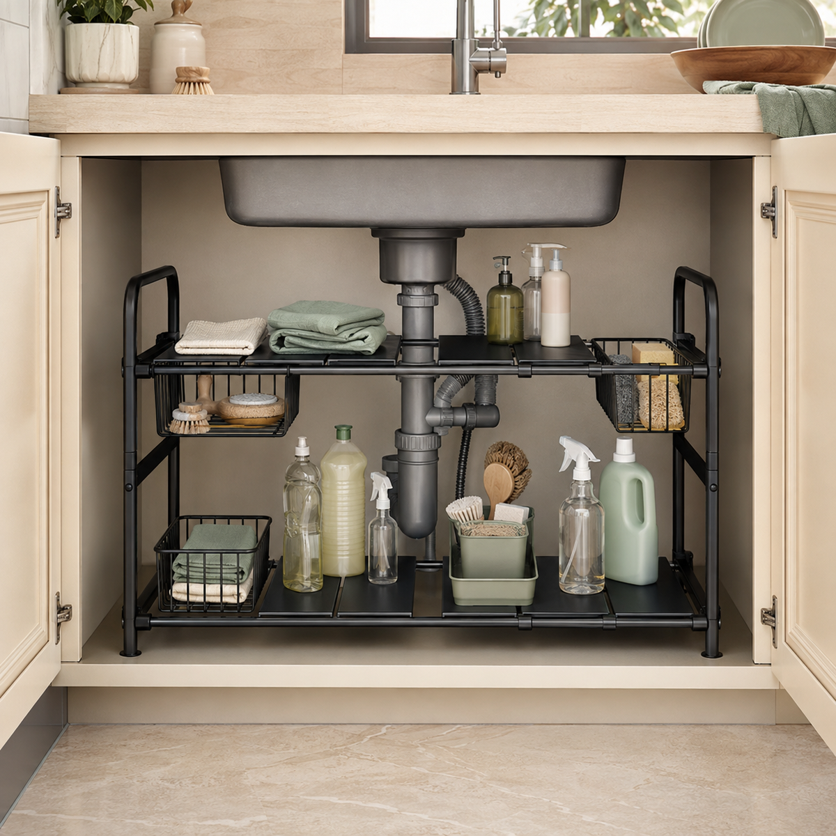 Homero 2 Layer Expandable Under Sink Storage Rack