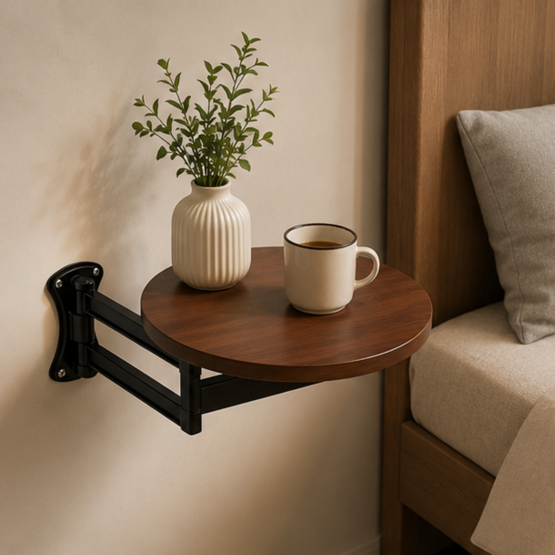 720° Rotating Adjustable Wall Mounted Folding Wooden Utility Shelf Table