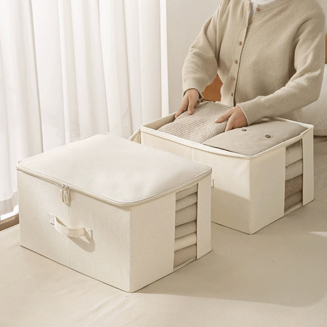Premium Fabric Clothing Storage Organizer with Clear Window