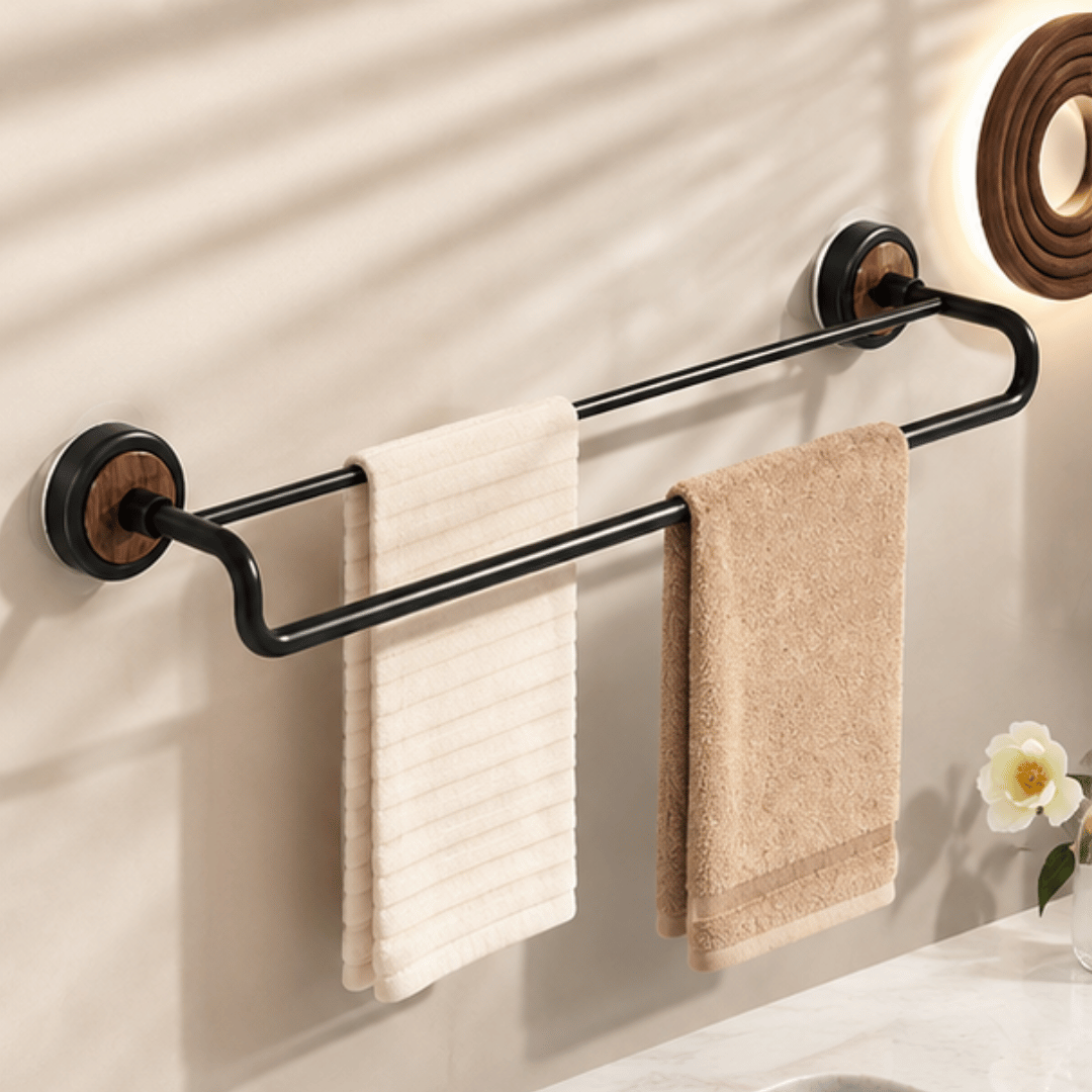 Premium Stainless Steel Suction Cup Double Rail Towel Rack