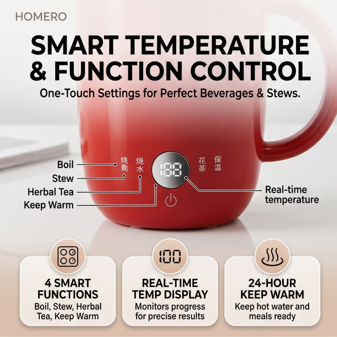 Portable Electric Water Heating Cup with Tea Infuser - 600ml Capacity