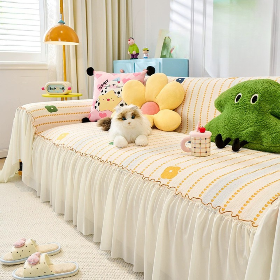 Premium Chenille Floral Anti Slip Soft Sofa Cover