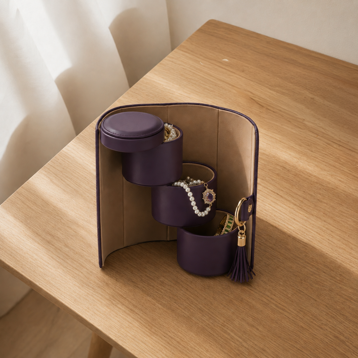Homero Stylish and Portable 3-Layer Foldable Jewellery Case