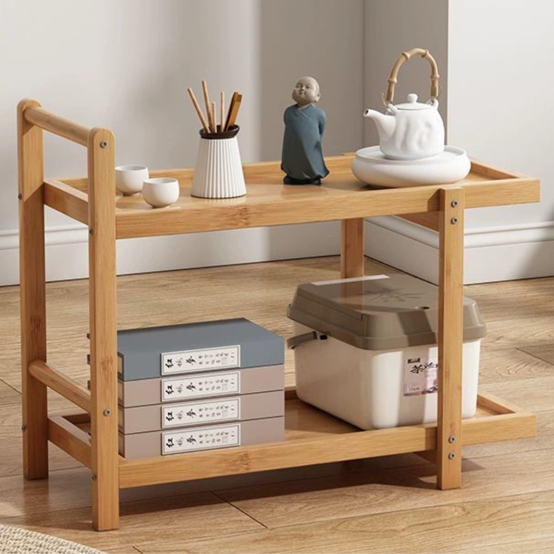 Multipurpose Bamboo Utility Cart Mobile Storage Organizer