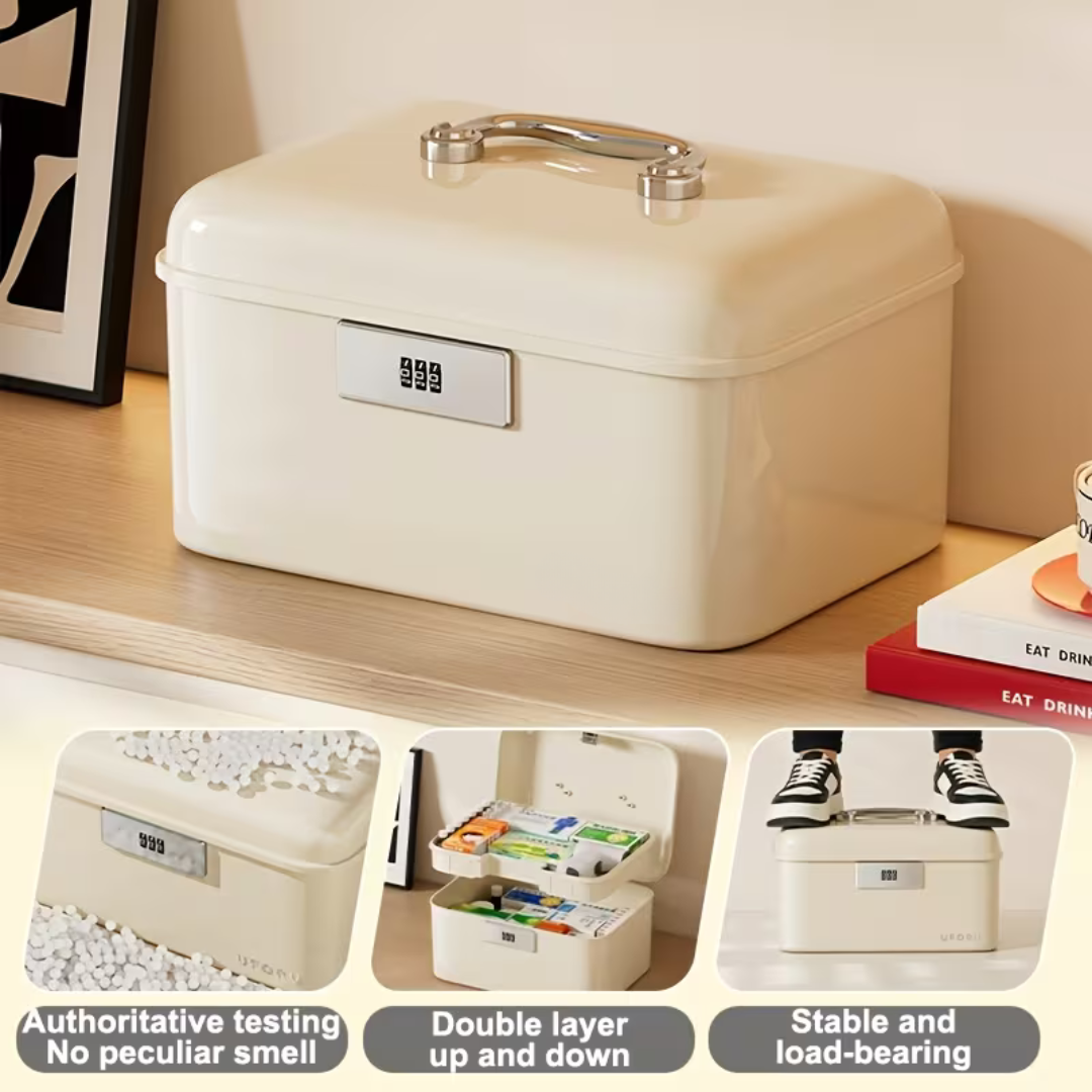Double-Layer Heavy Duty Lockable Storage Organizer with 3 Digit Combination Lock