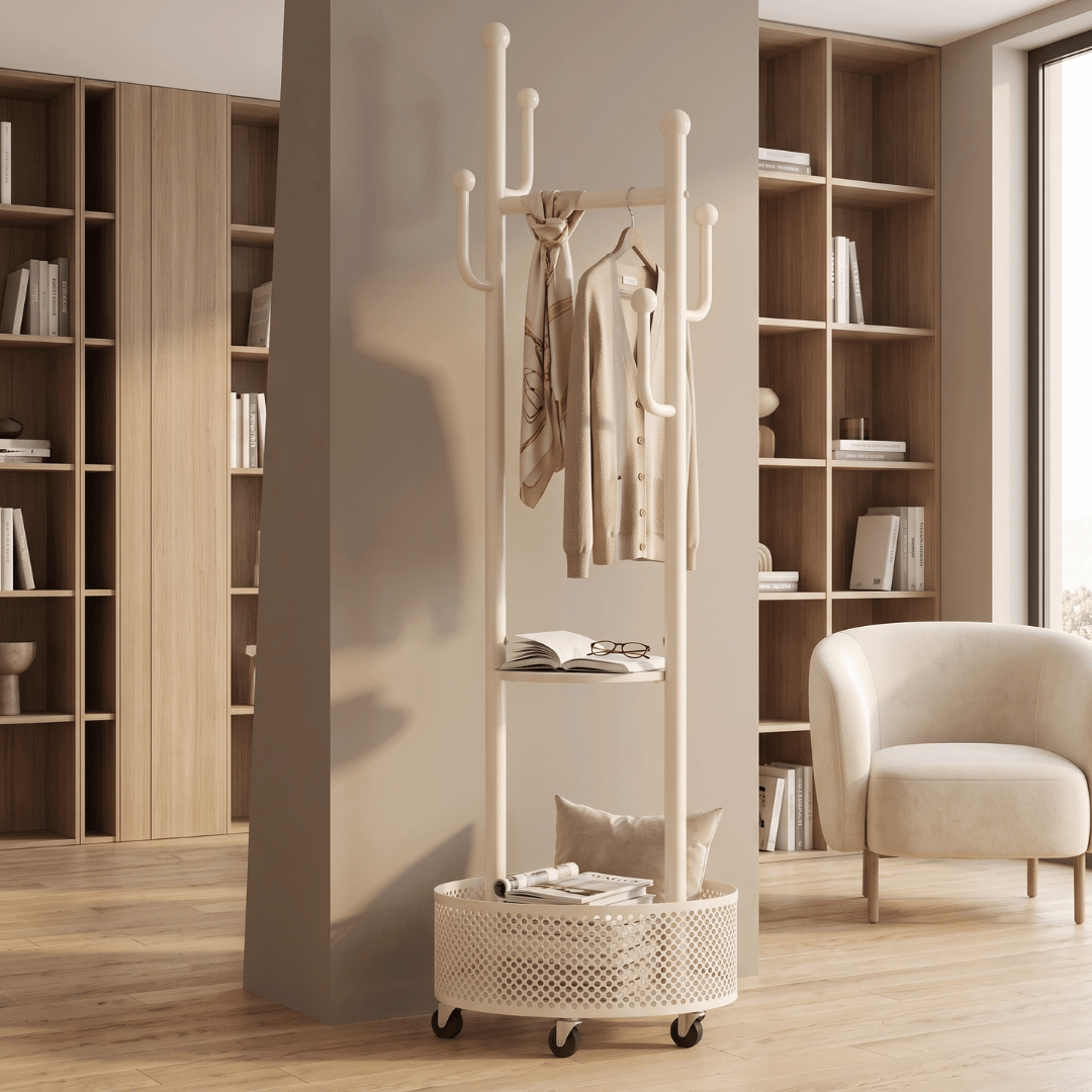 Luxury Modern Rolling Clothes Organizer With Storage Basket