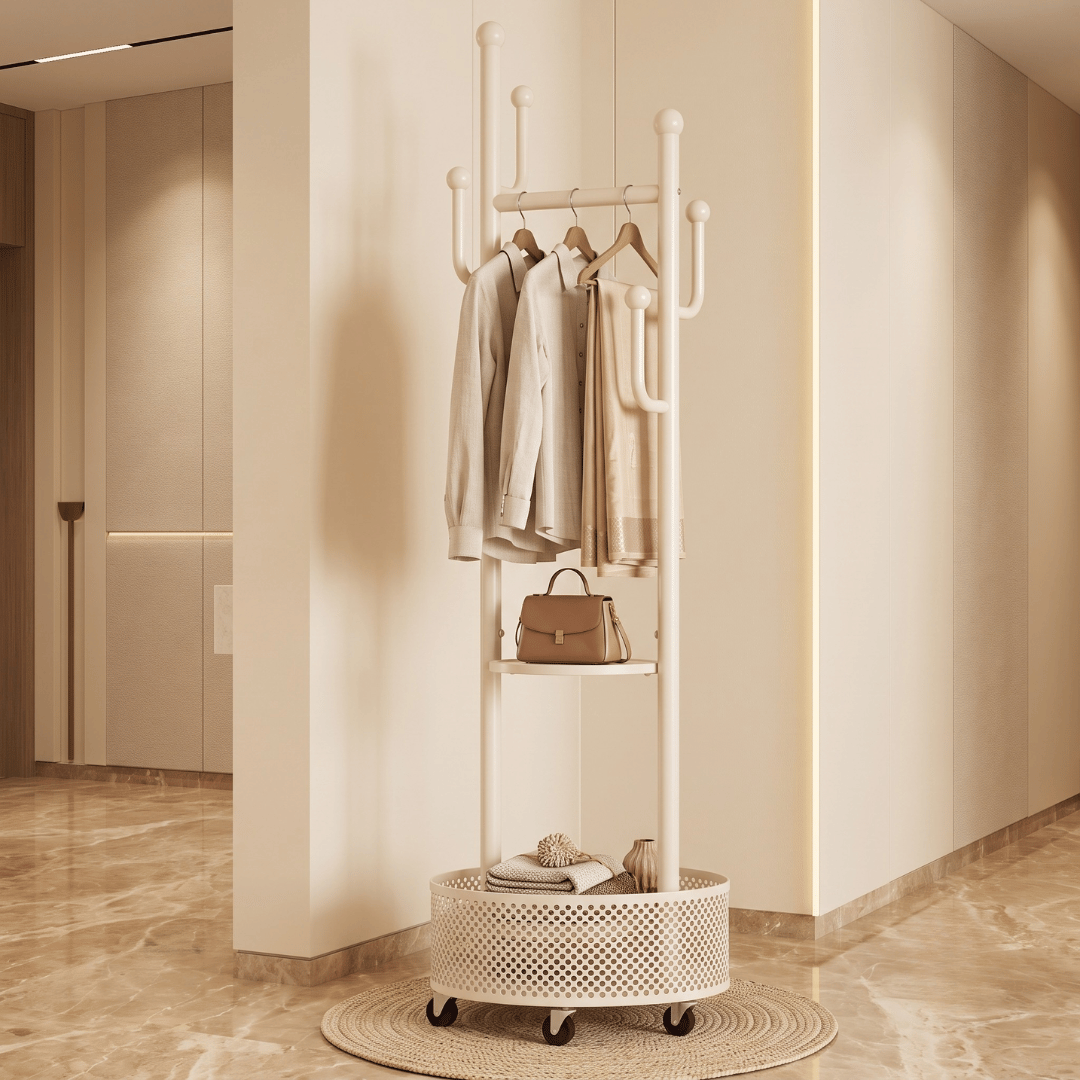 Luxury Modern Rolling Clothes Organizer With Storage Basket