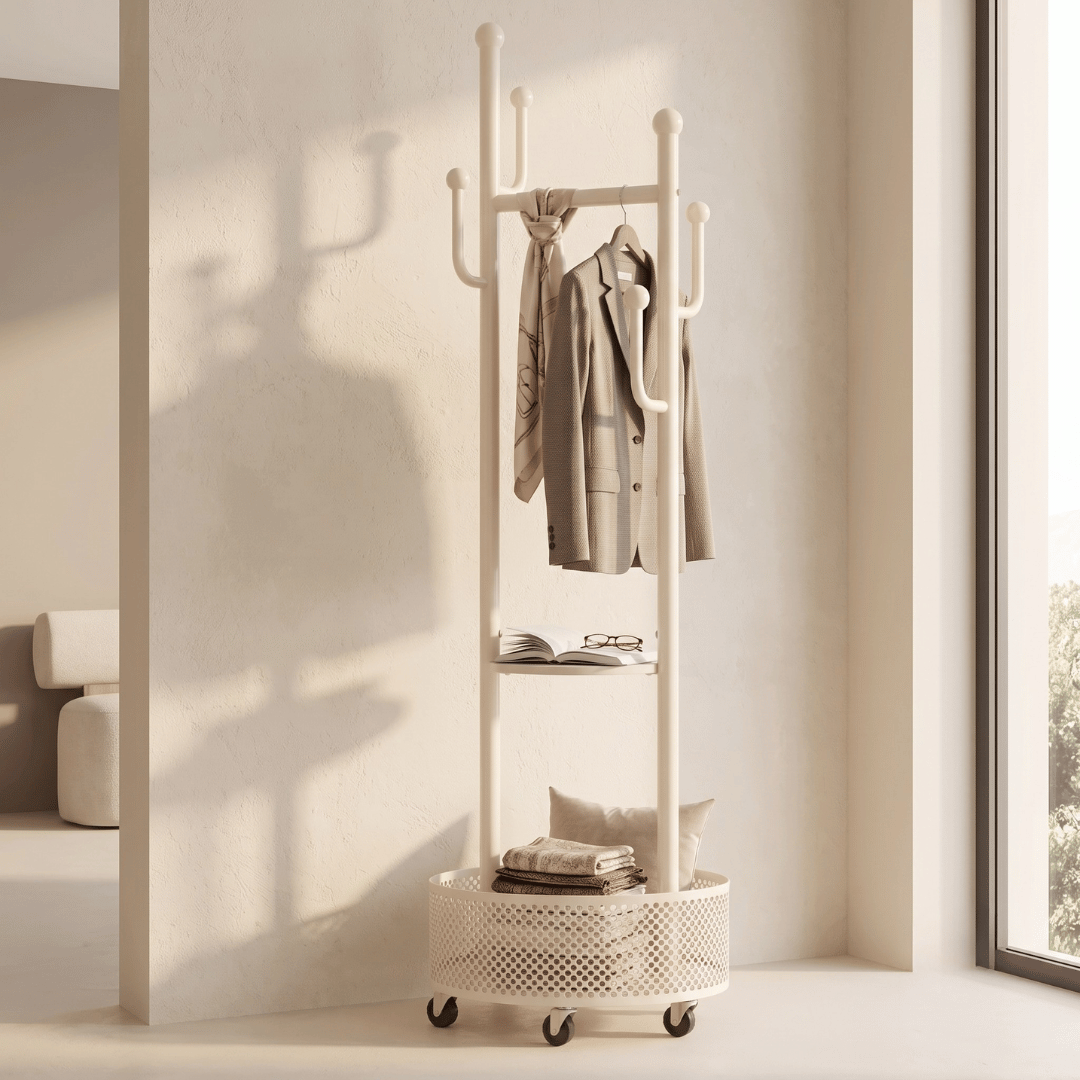 Luxury Modern Rolling Clothes Organizer With Storage Basket