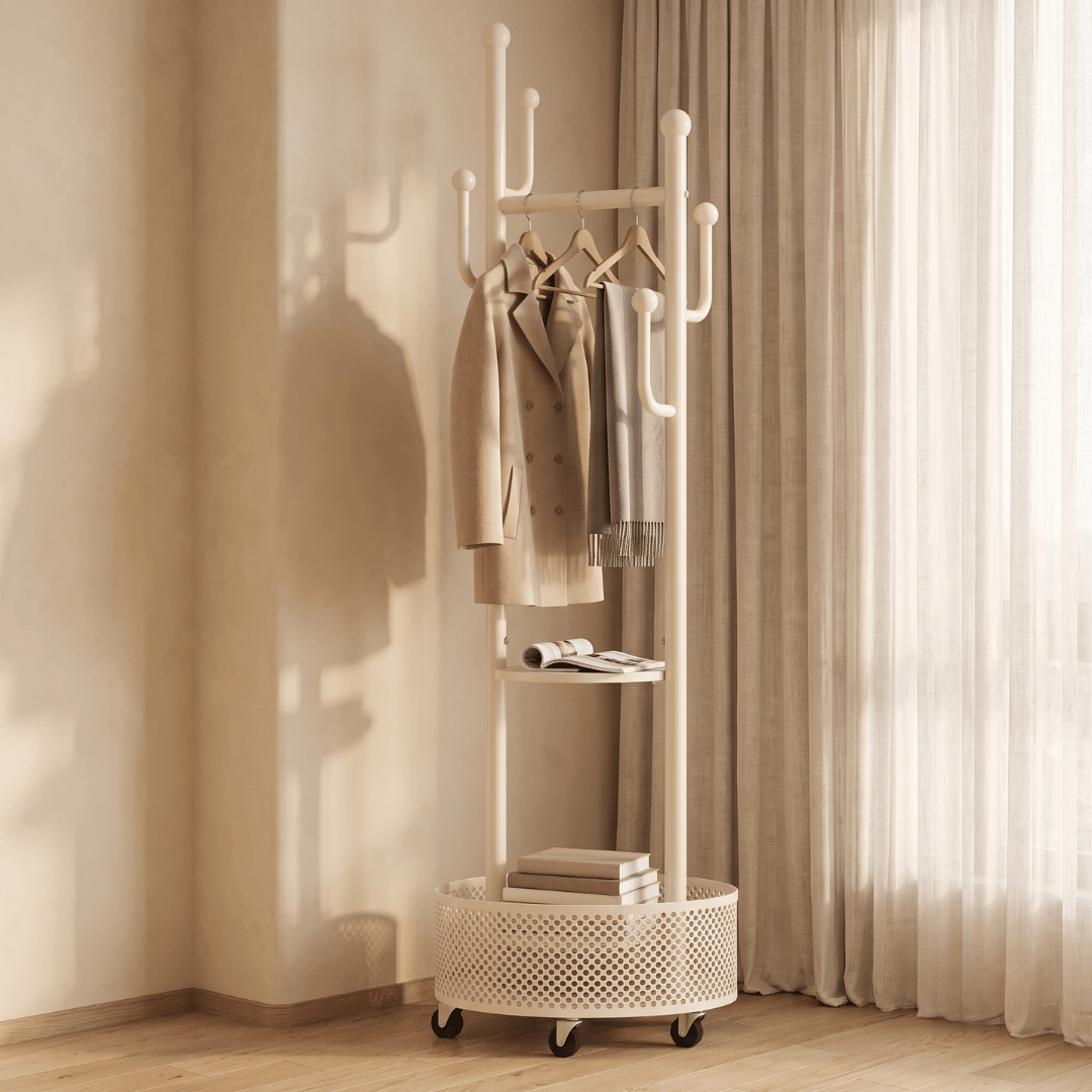 Luxury Modern Rolling Clothes Organizer With Storage Basket