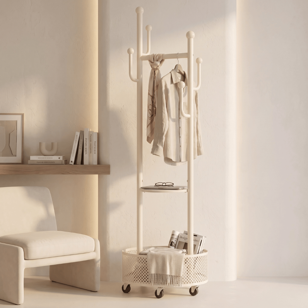 Luxury Modern Rolling Clothes Organizer With Storage Basket
