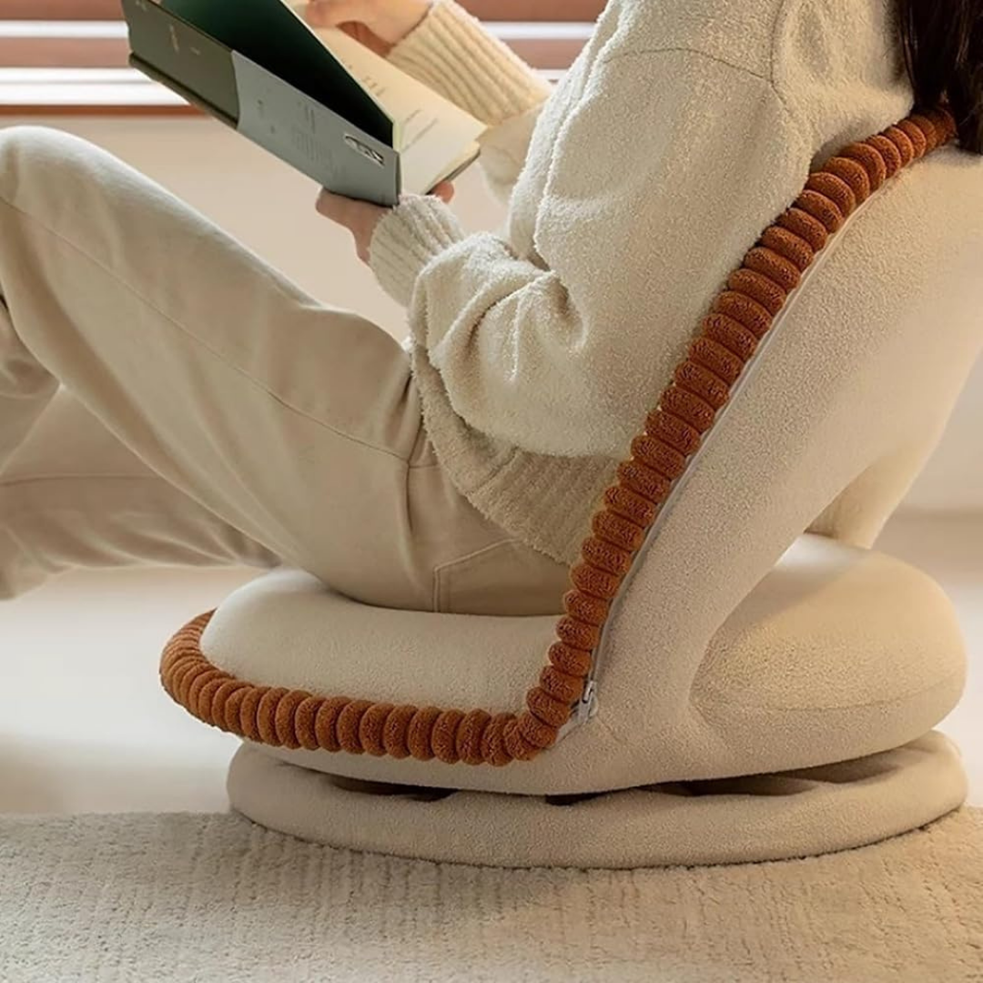 HOMERO Adjustable Velvet Floor Chair with Comfortable Ergonomic Backrest