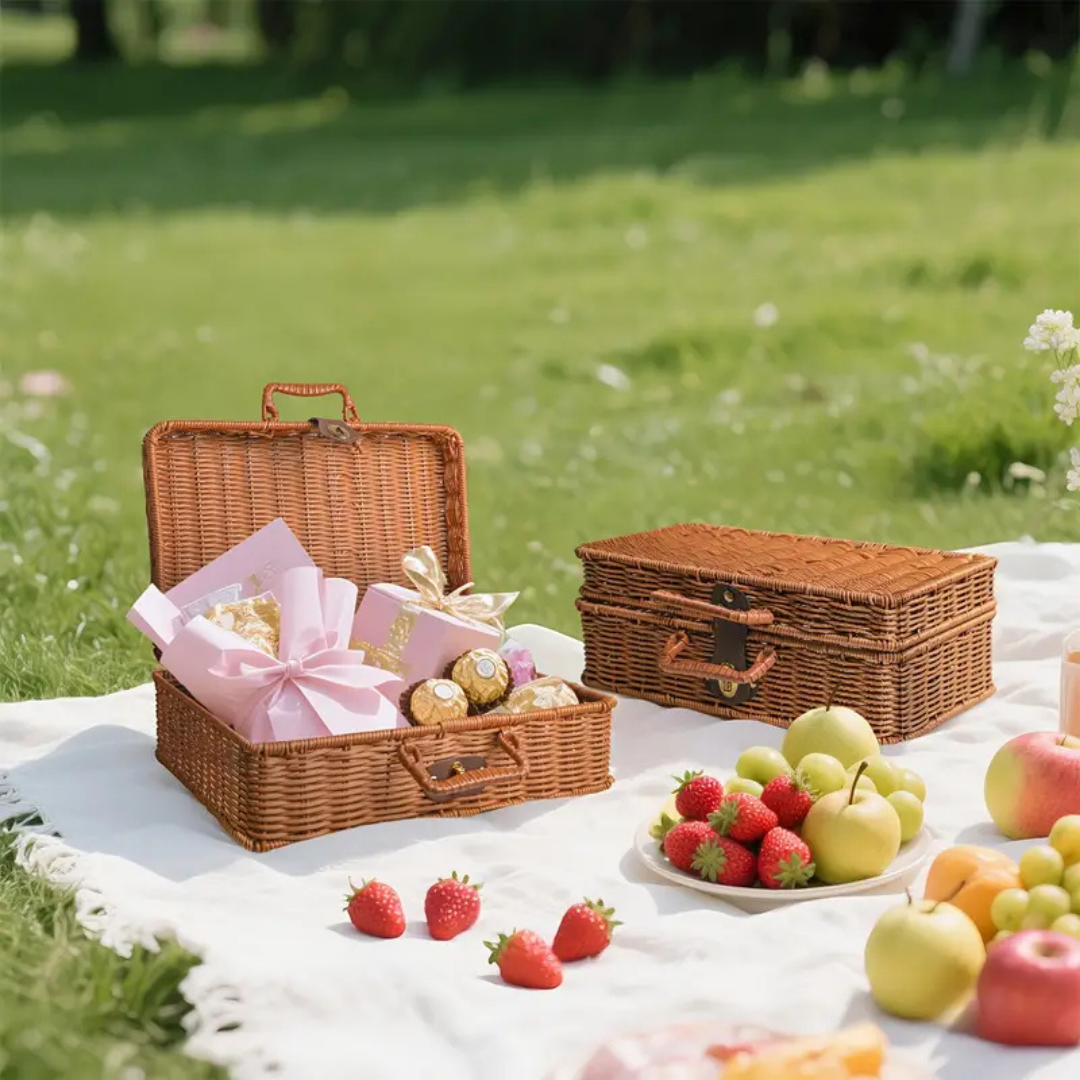 HOMERO Elegant Mini Rattan Travel Suitcase Stylish Carry Case