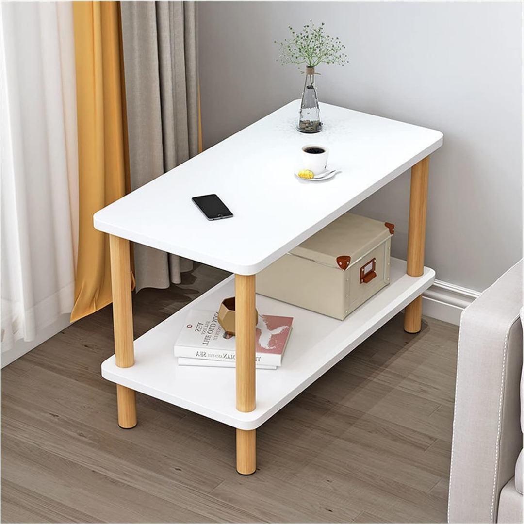 Modern Wooden Dual Layer Storage Shelf Table