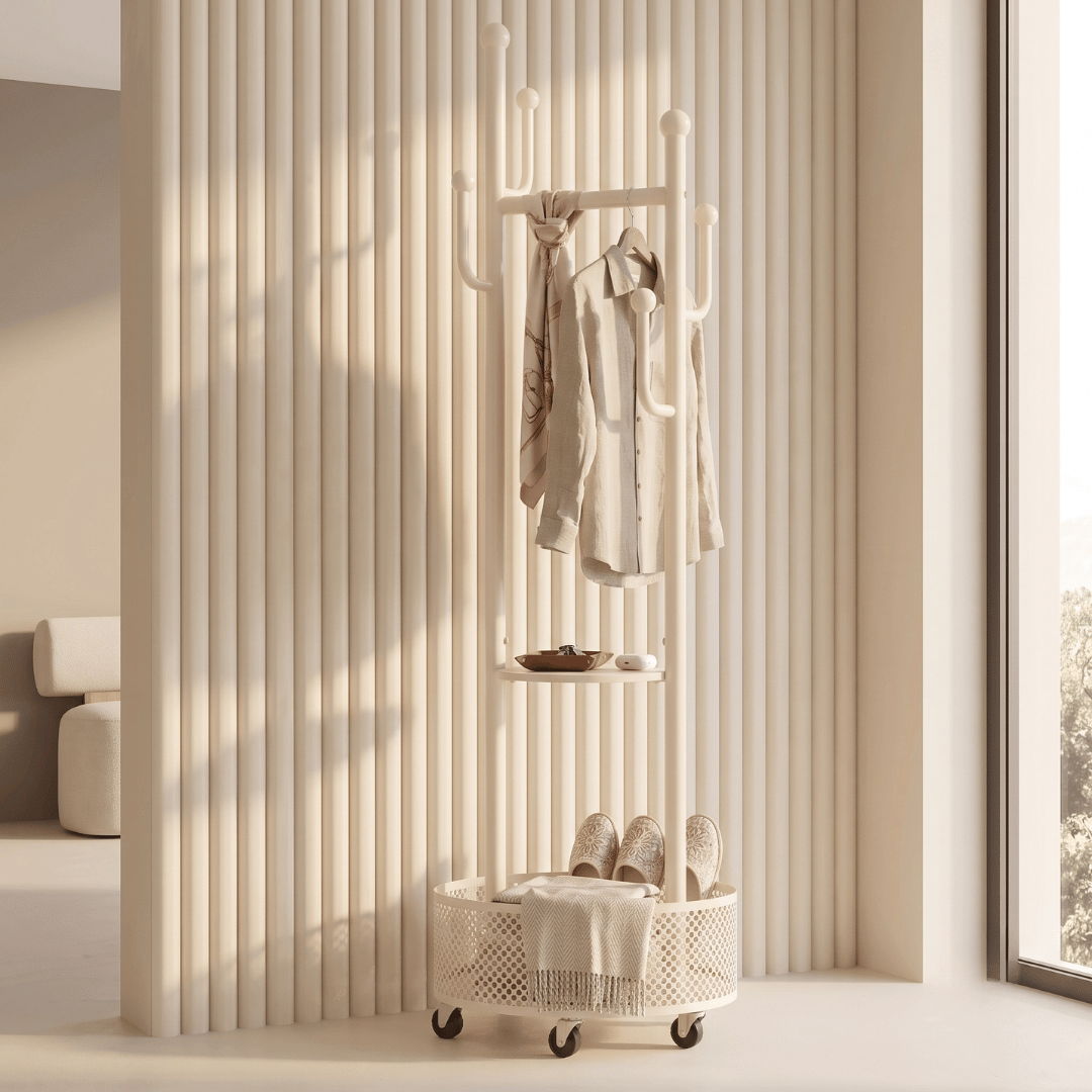 Luxury Modern Rolling Clothes Organizer With Storage Basket