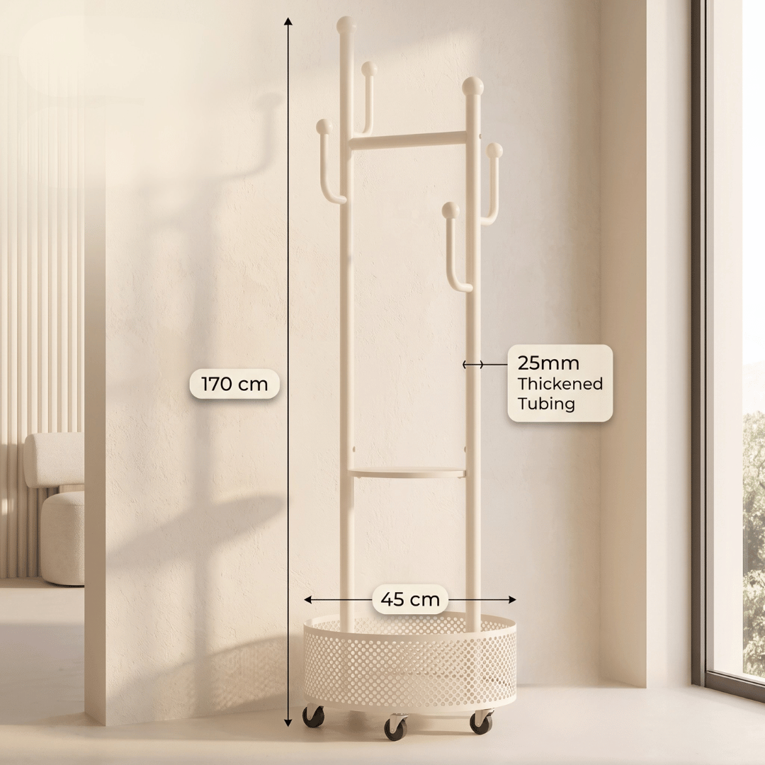 Luxury Modern Rolling Clothes Organizer With Storage Basket