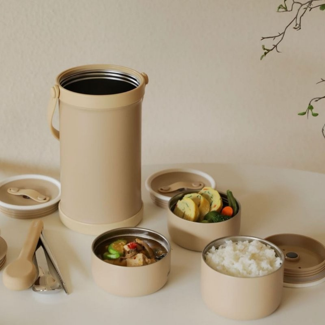 HOMERO 4-Piece Stainless Steel Thermal Lunch Jar Set - 1.8L