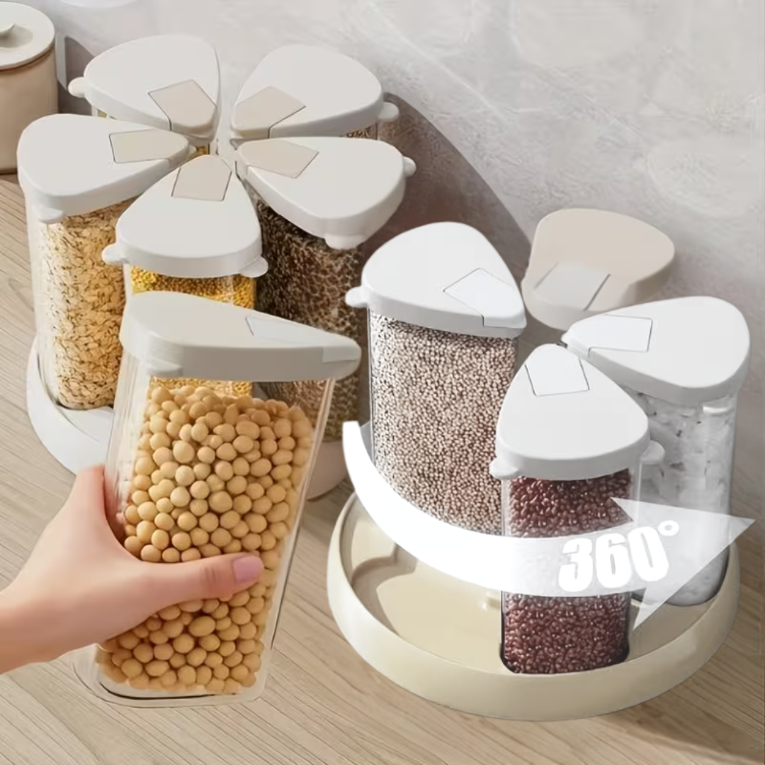 Homero 360° Rotating Base Five Grains Storage Container