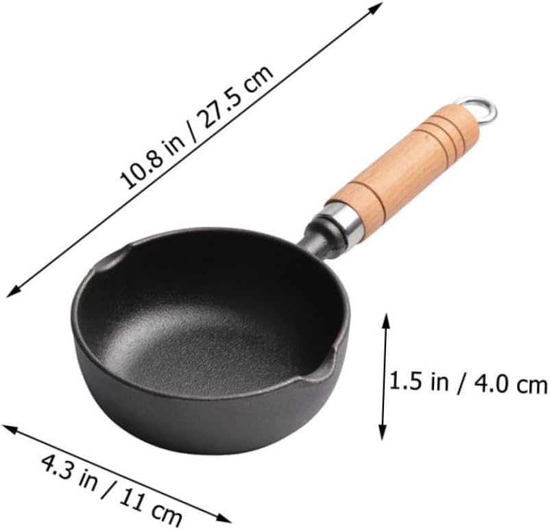 Homero Cast Iron Deep Frying Pot with Wooden Handle - 11cm Diameter