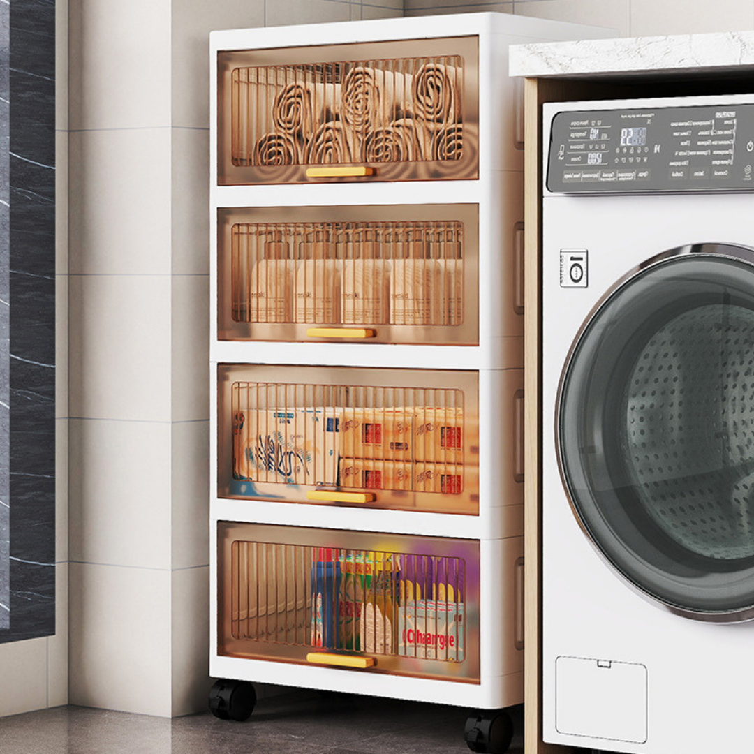 HOMERO Multi Layer Design Flip Top Modular Storage Cabinet with Wheels