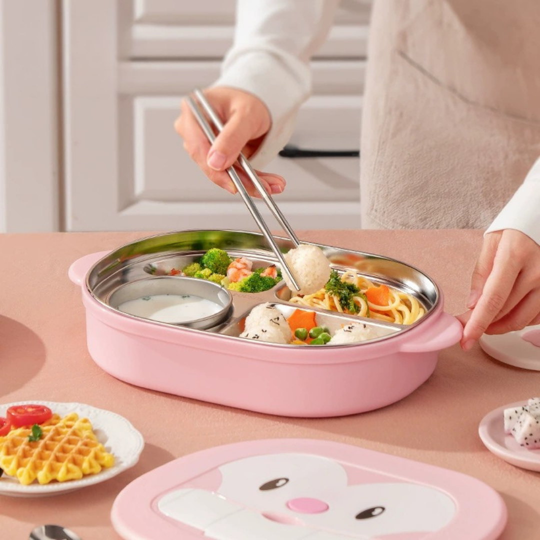 Homero 4-Compartment Cute Monkey Kids Stainless Steel Lunch Box