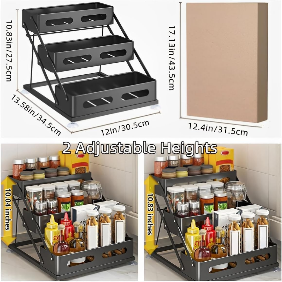 Homero 3-Tier Adjustable Foldable Spice Rack Organizer