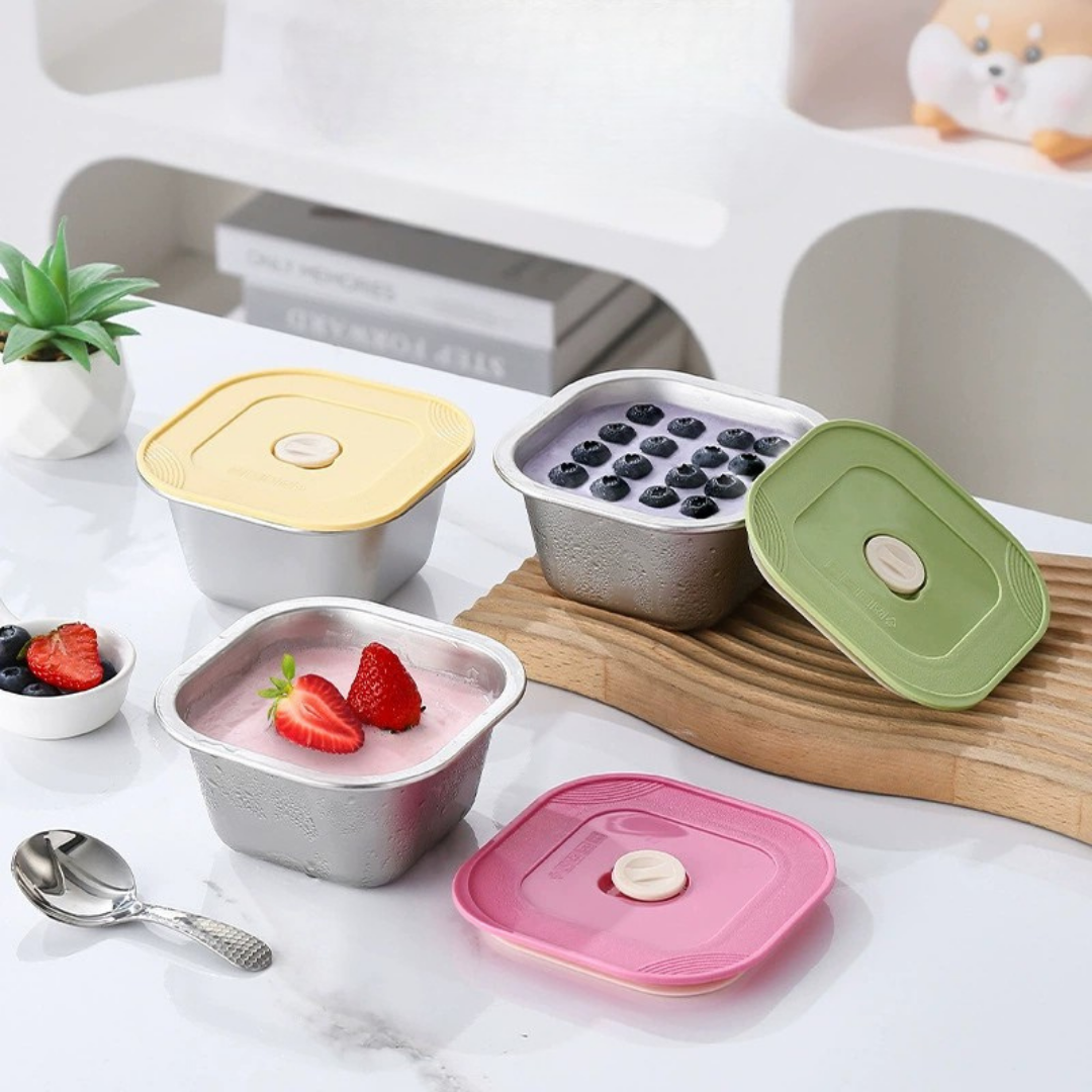 HOMERO Stainless Steel Storage Container with Leakproof Silicone Lid - 400ml