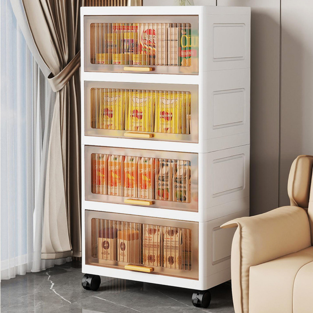 HOMERO Multi Layer Design Flip Top Modular Storage Cabinet with Wheels