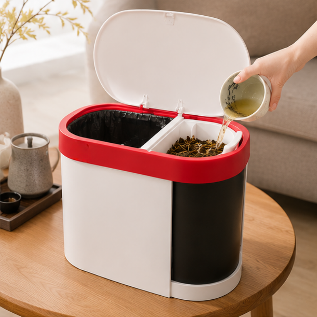 Multipurpose Dry Wet Separation Plastic Waste Bin With Sealed Lid (15L)