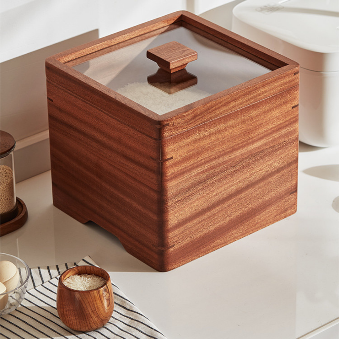 HOMERO Multiuse Wooden Airtight Cereal Container with Lid