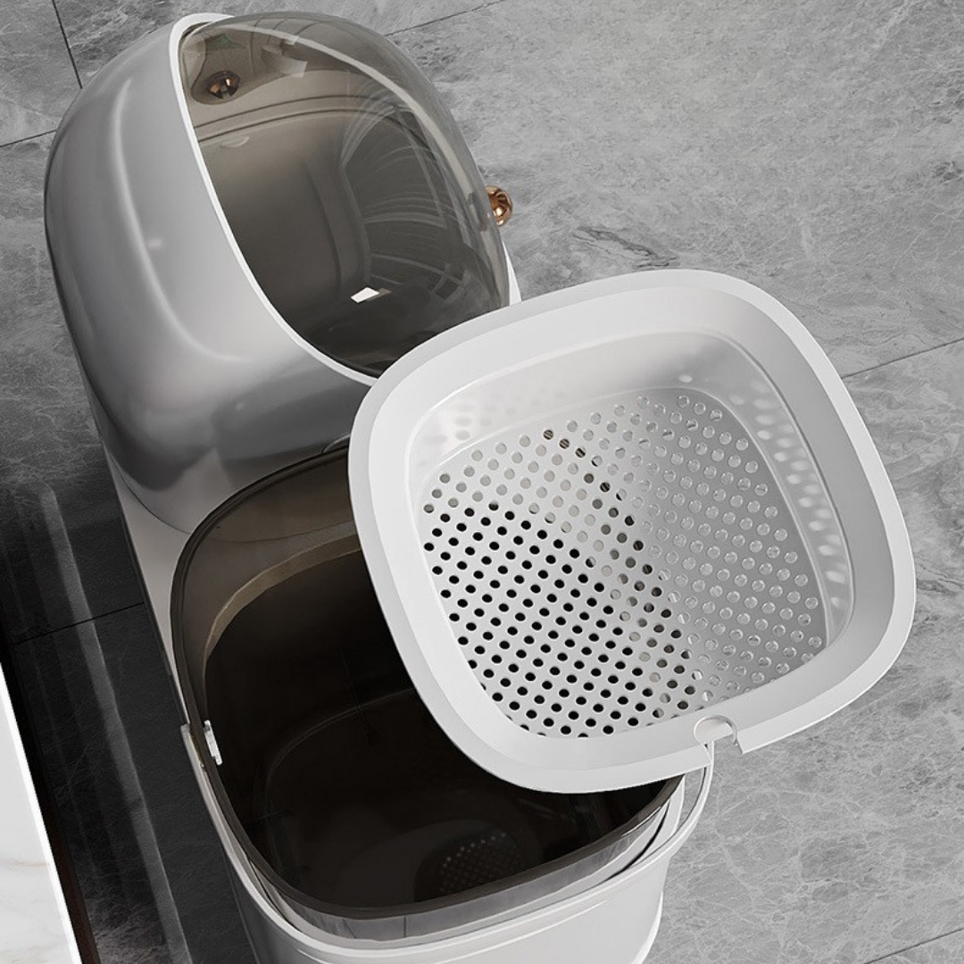 HOMERO Premium Smart Clear Transparent Dry Wet Separation Trash Can