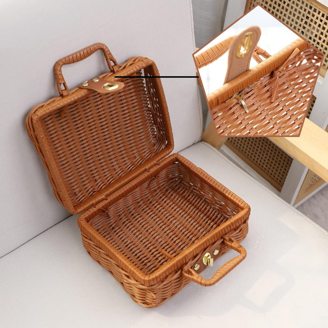 HOMERO Elegant Mini Rattan Travel Suitcase Stylish Carry Case