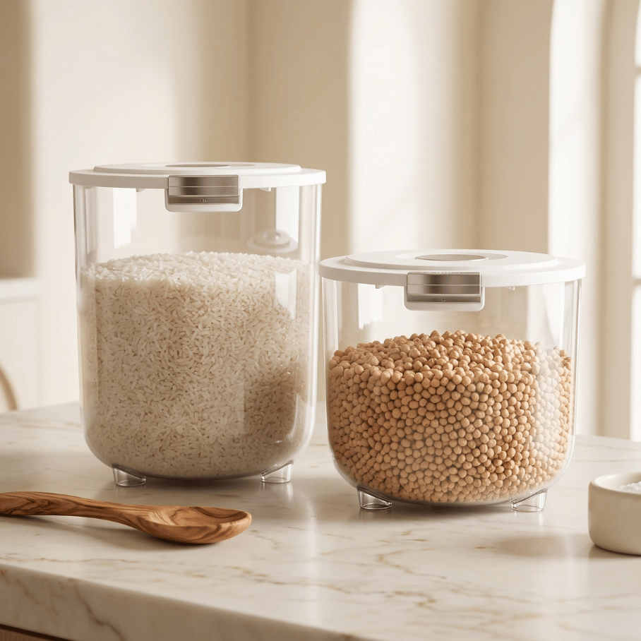 Homero Large Capacity Transparent Rice Container with One-Click Lid