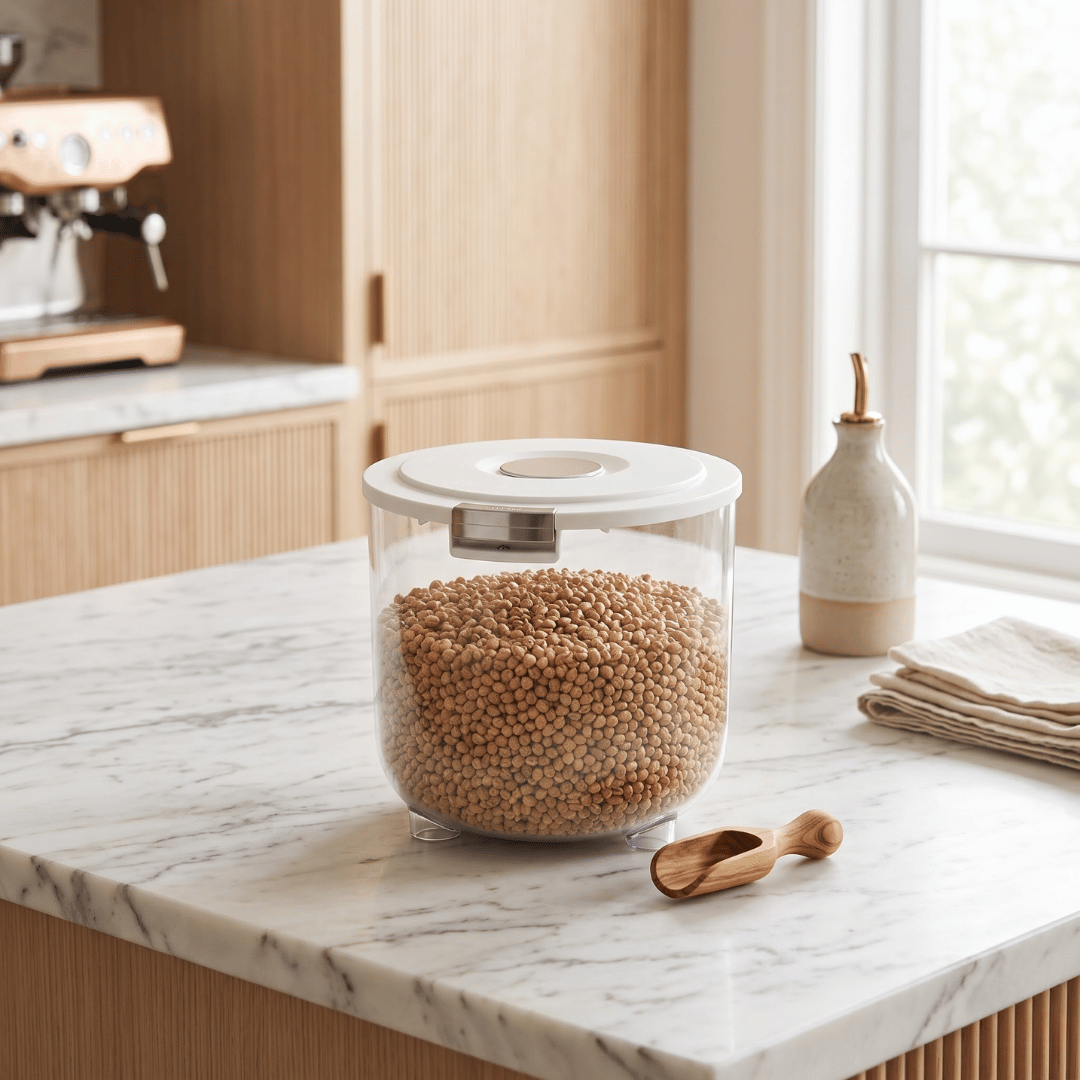 Homero Large Capacity Transparent Rice Container with One-Click Lid