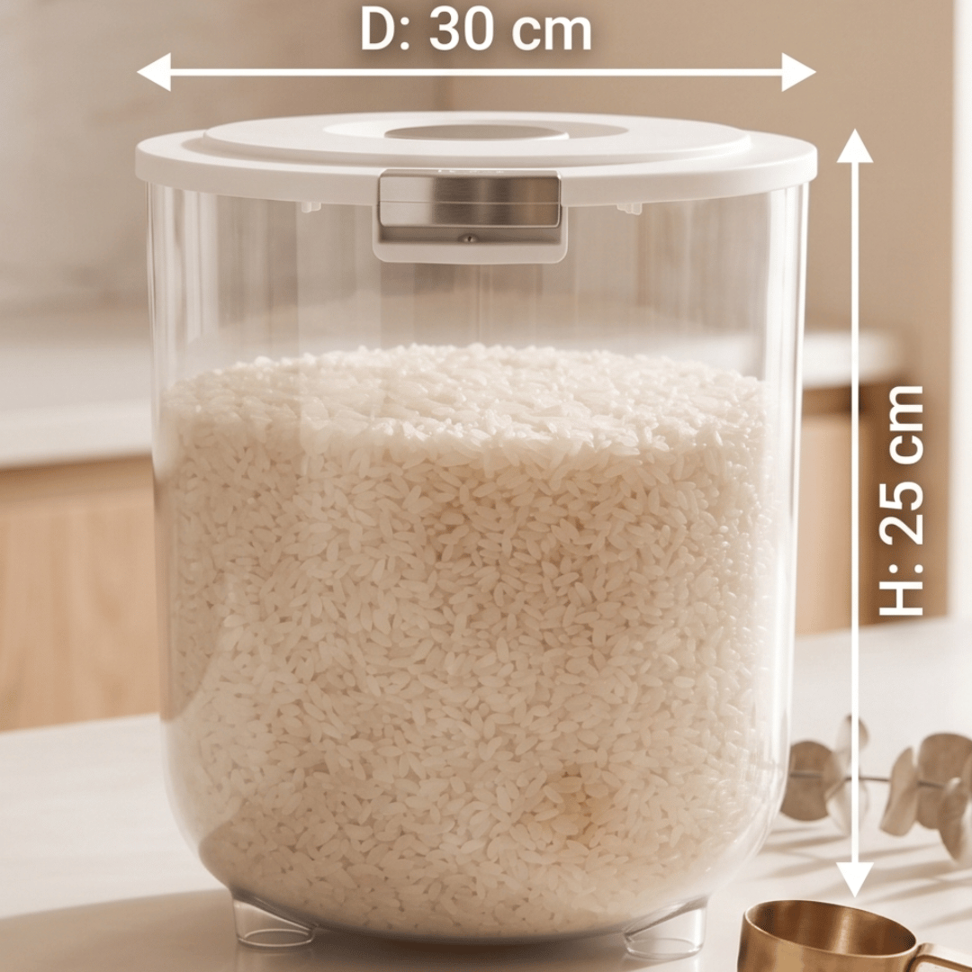 Homero Large Capacity Transparent Rice Container with One-Click Lid