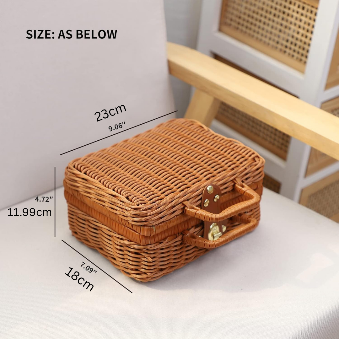 HOMERO Elegant Mini Rattan Travel Suitcase Stylish Carry Case