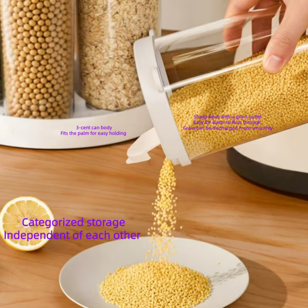 Homero 360° Rotating Base Five Grains Storage Container
