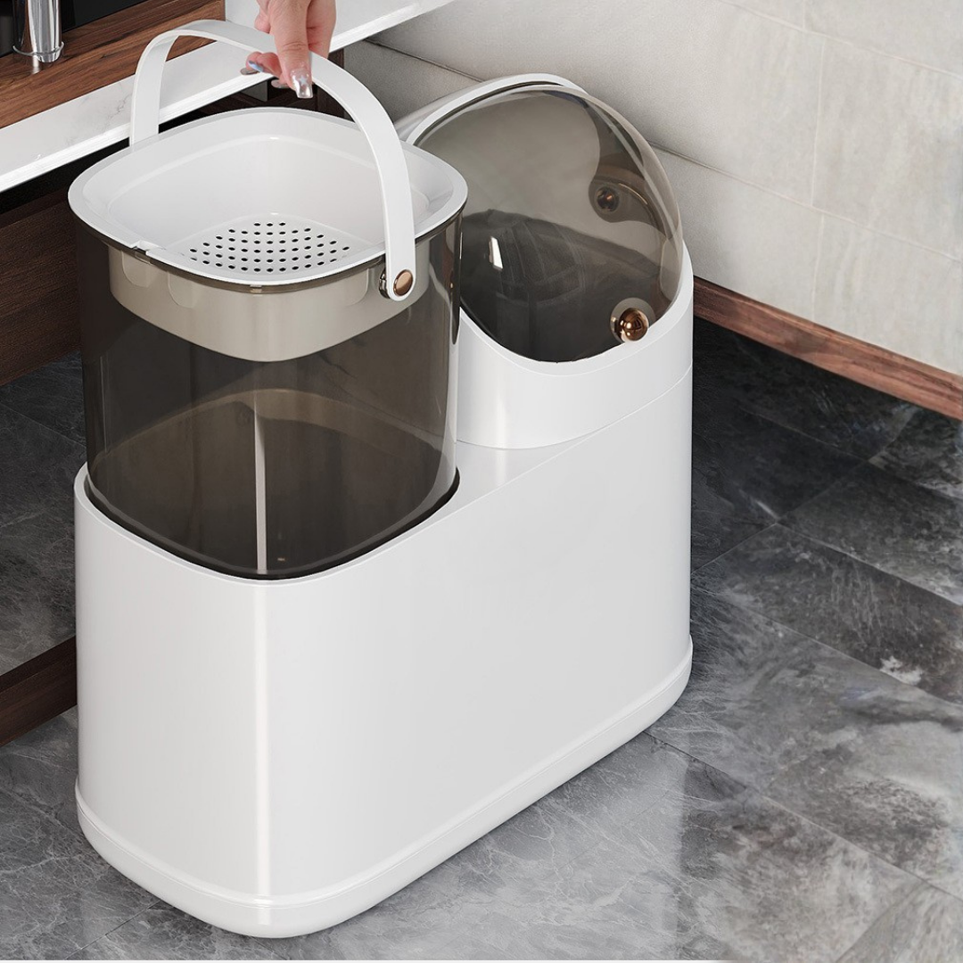 HOMERO Premium Smart Clear Transparent Dry Wet Separation Trash Can