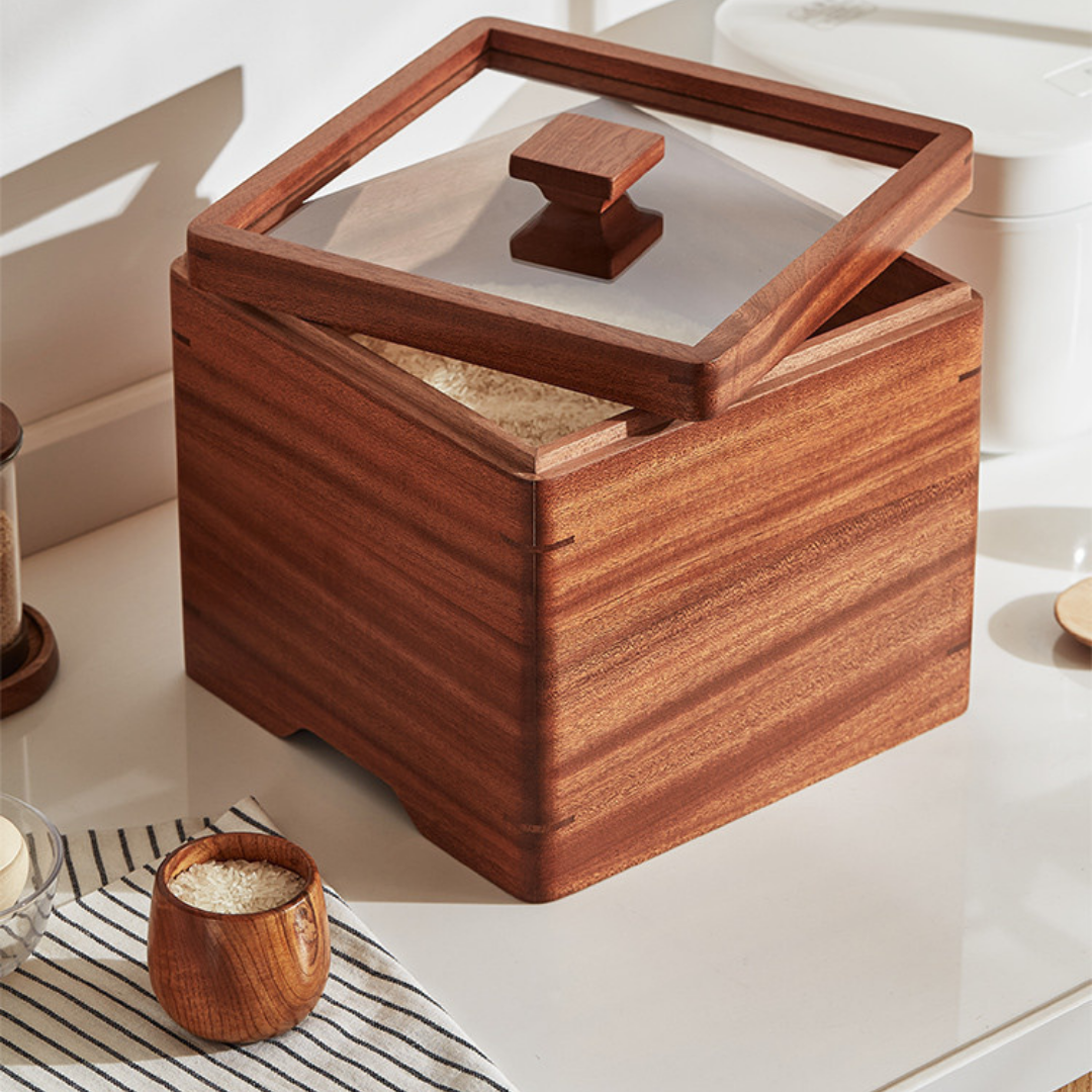 HOMERO Multiuse Wooden Airtight Cereal Container with Lid