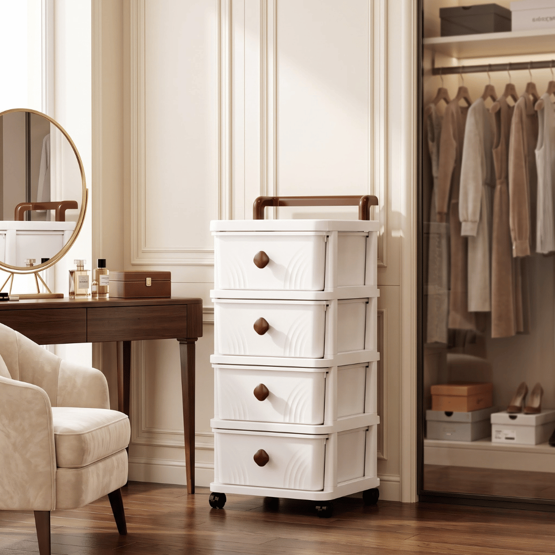 Minimalist Multipurpose Modular Storage Cabinet Drawer Organizer Home Bedroom Office Wardrobe White Transparent