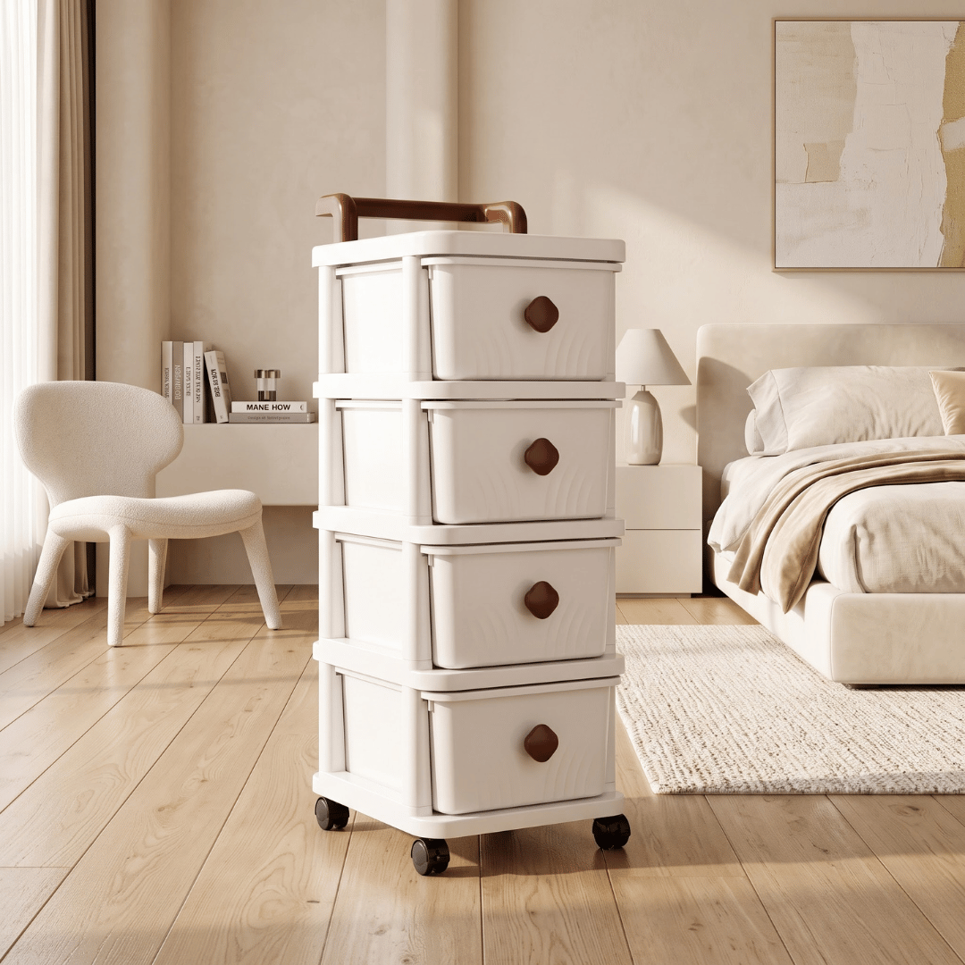 Minimalist Multipurpose Modular Storage Cabinet Drawer Organizer Home Bedroom Office Wardrobe White Transparent