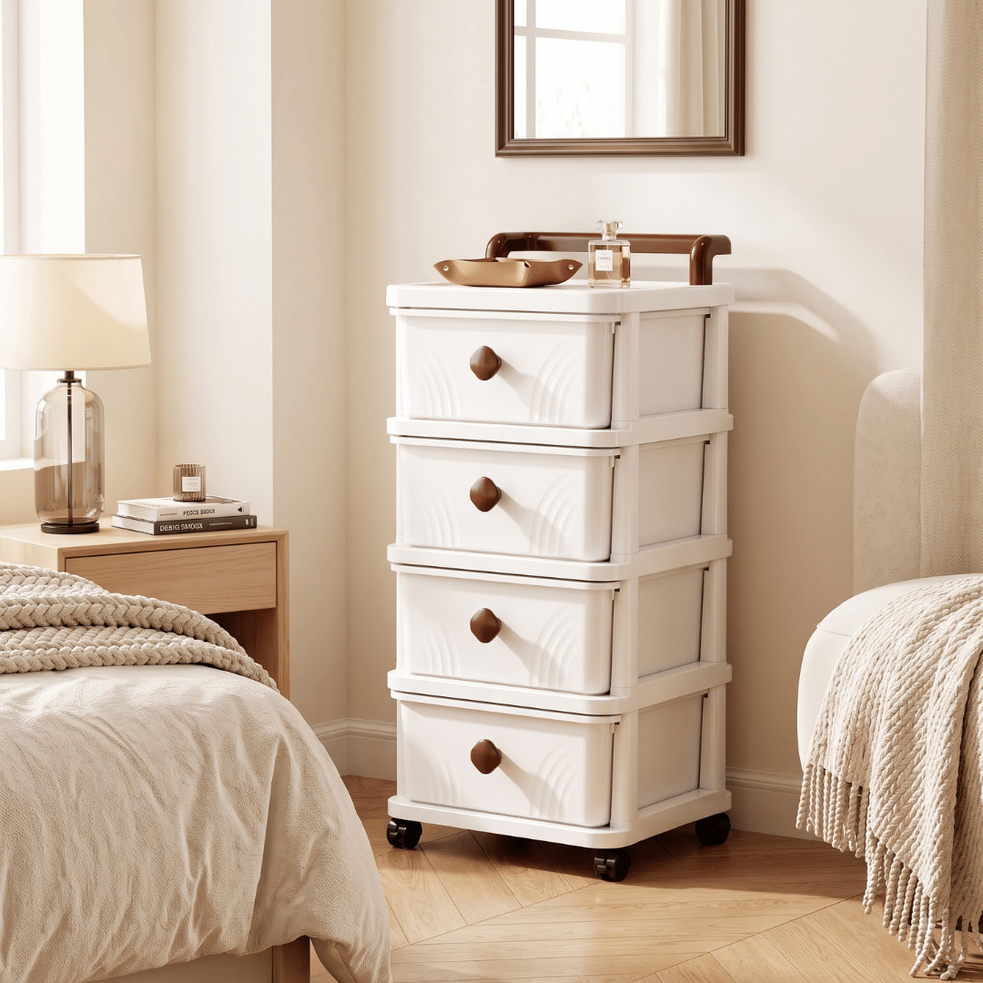 Minimalist Multipurpose Modular Storage Cabinet Drawer Organizer Home Bedroom Office Wardrobe White Transparent