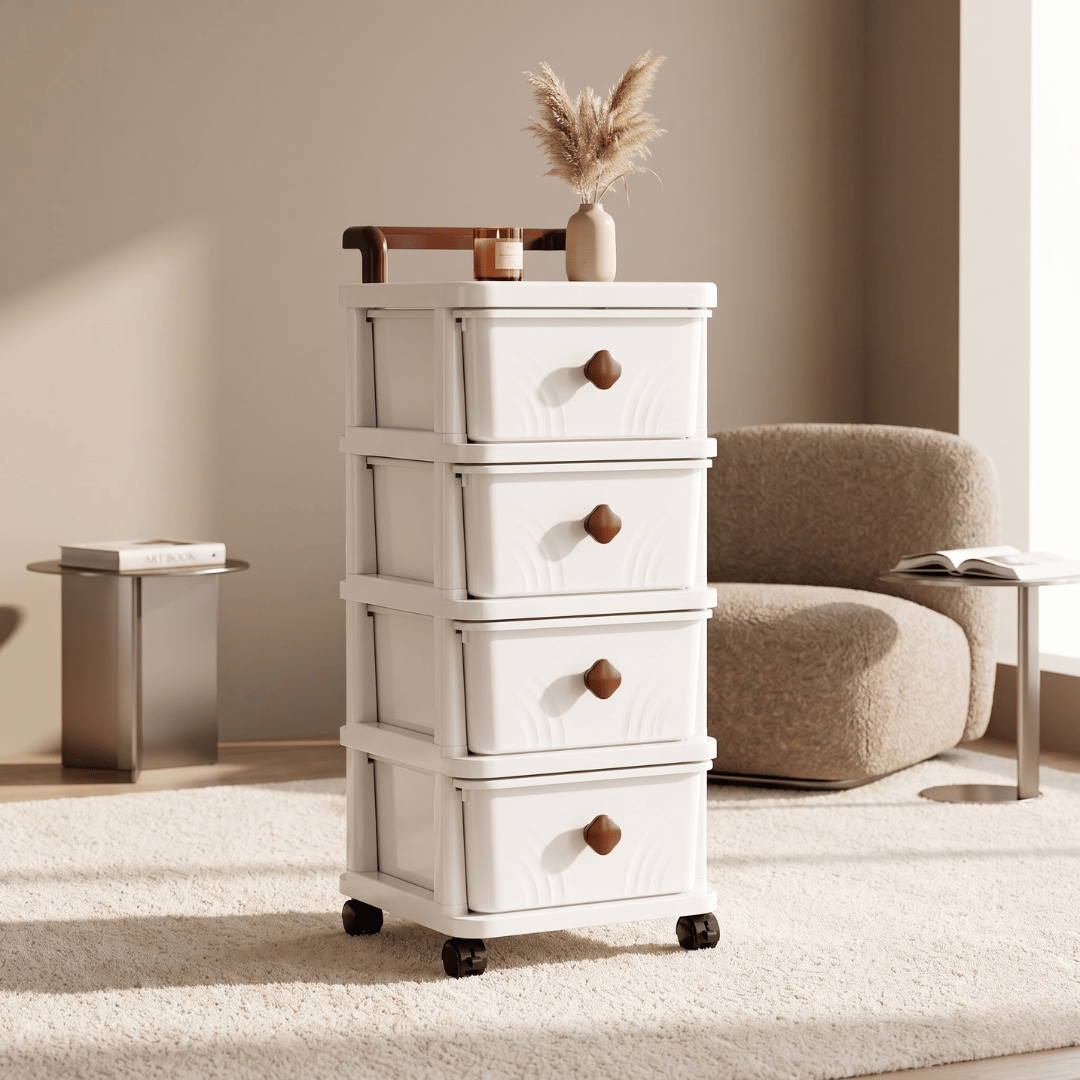 Minimalist Multipurpose Modular Storage Cabinet Drawer Organizer Home Bedroom Office Wardrobe White Transparent