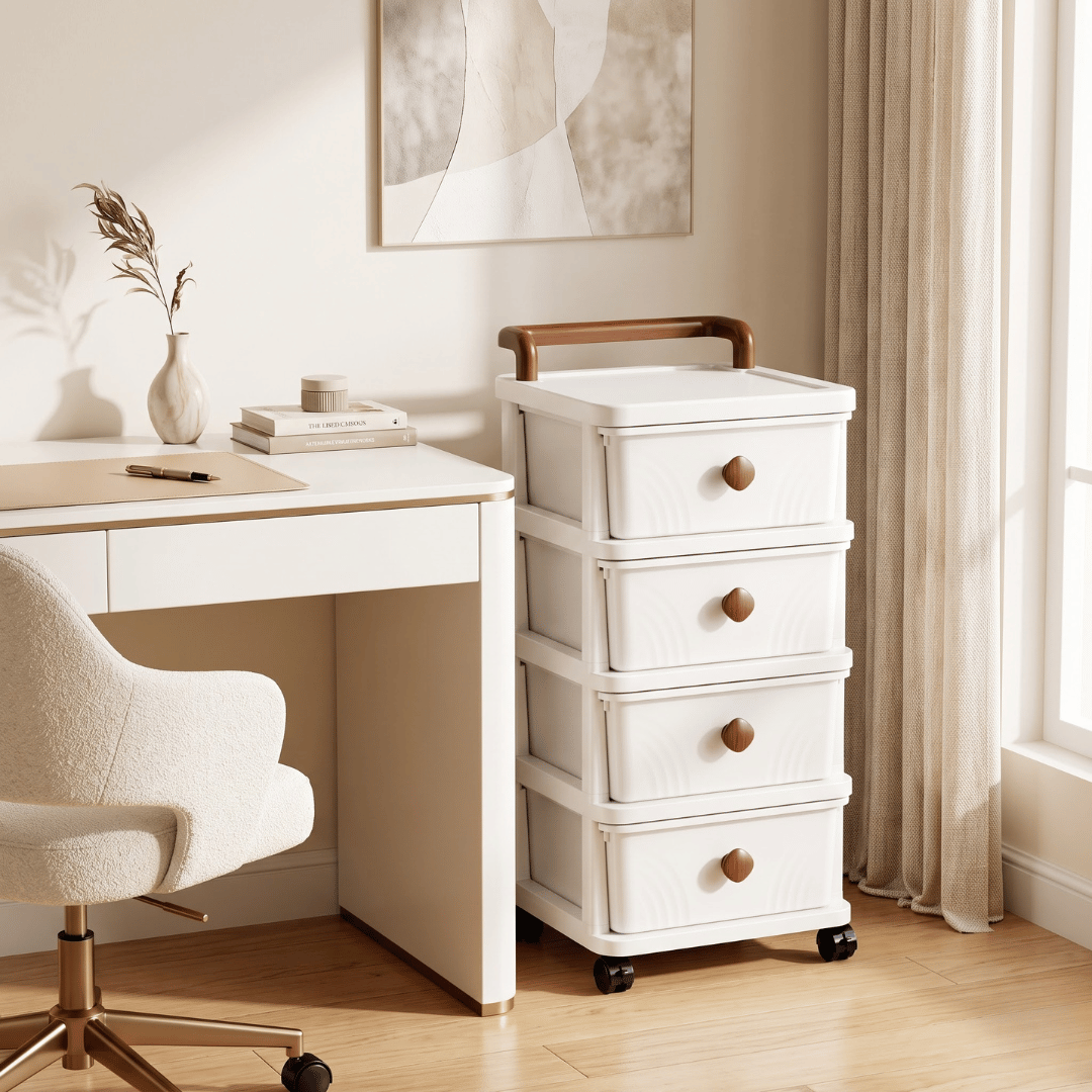 Minimalist Multipurpose Modular Storage Cabinet Drawer Organizer Home Bedroom Office Wardrobe White Transparent