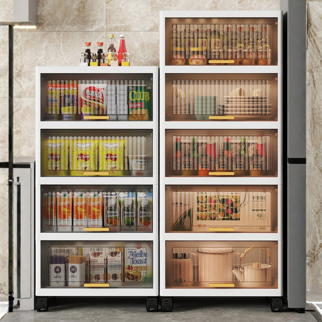 HOMERO Multi Layer Design Flip Top Modular Storage Cabinet with Wheels