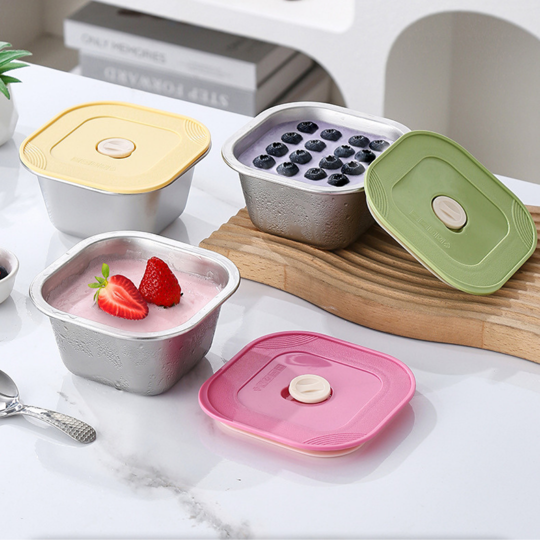 HOMERO Stainless Steel Storage Container with Leakproof Silicone Lid - 400ml