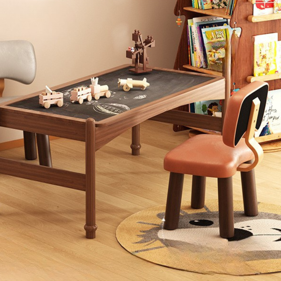 HOMERO Nordic Leather Low Stool with Backrest Solid Wood Frame