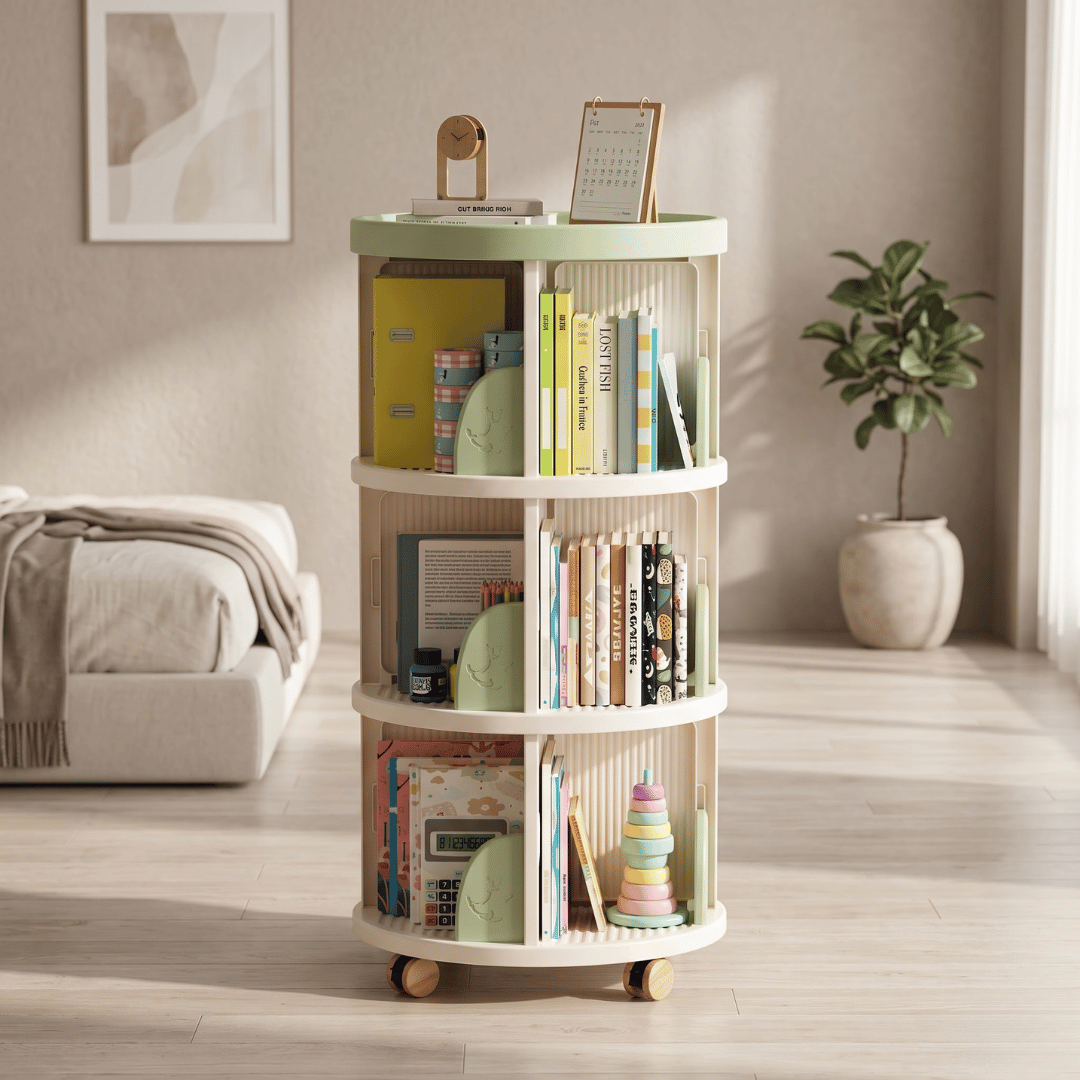 Multi-Utility Bookshelf and Storage Organizer with Lockable Wheels