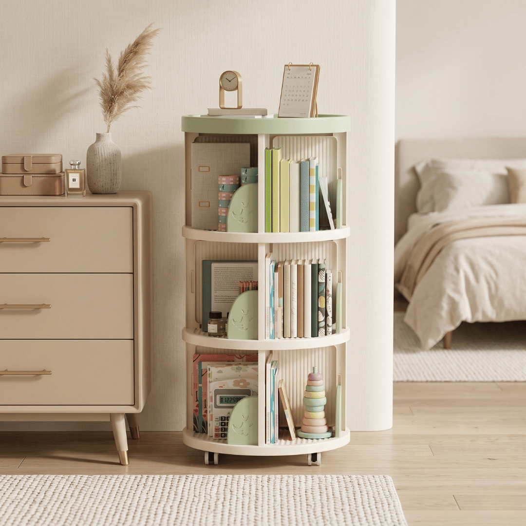 Multi-Utility Bookshelf and Storage Organizer with Lockable Wheels