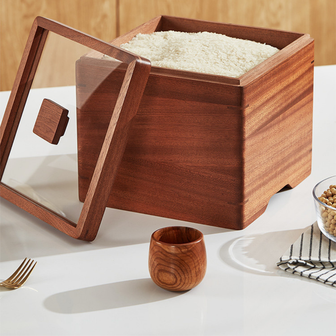 HOMERO Multiuse Wooden Airtight Cereal Container with Lid